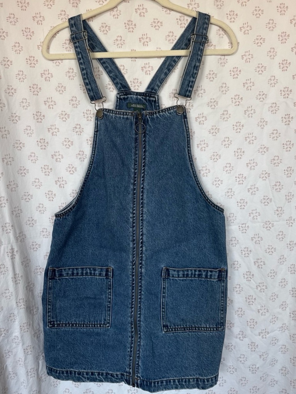 wild fable Blue Denim Overall Dress with Front Zip